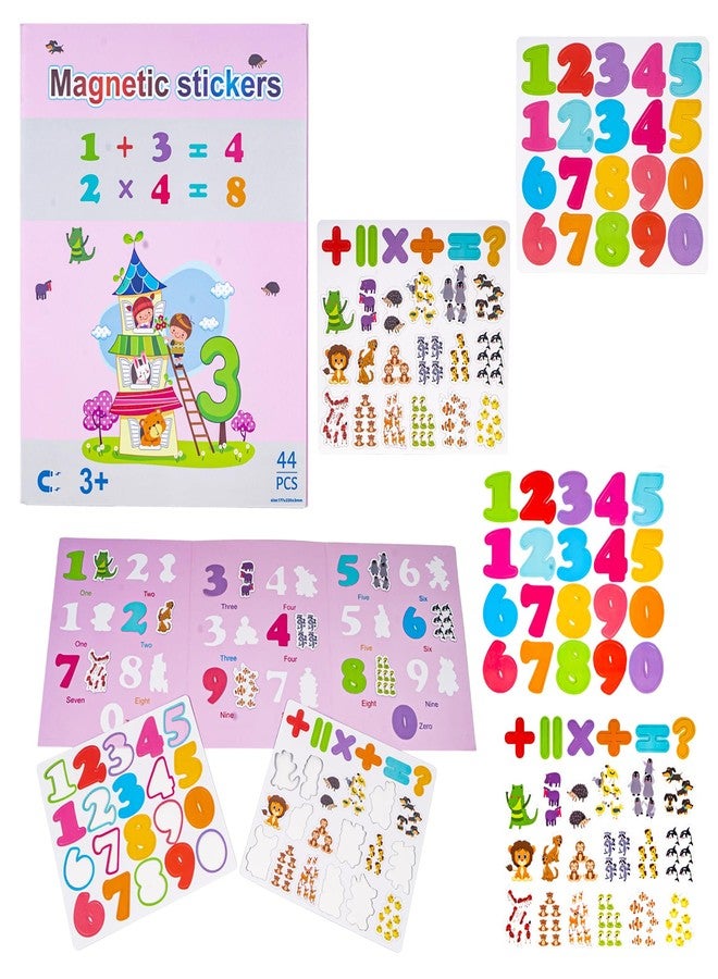 ويش كي ملصقات أرقام مغناطيسية من ويشكي للأطفال - مجموعة تعليمية للرياضيات مكونة من 44 قطعة، تتضمن أرقامًا وحيوانات للعد ورموزًا رياضية، لعبة مونتيسوري تعليمية للأطفال من عمر 3 سنوات فما فوق - Image 1